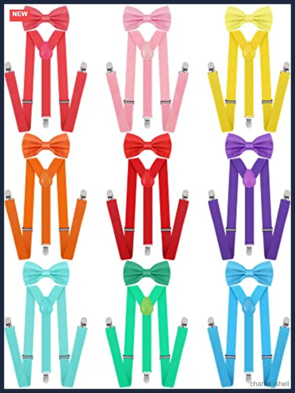 Men's 9 Set Adjustable Suspenders & Bow Tie Y Back Elastic